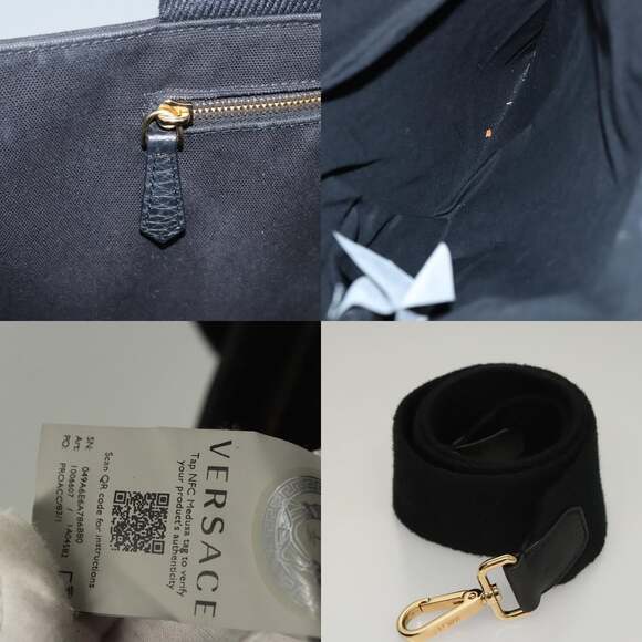 FENDI Versace Collaboration Fenderche Tote Bag Canvas Black - Picture 12 of 13
